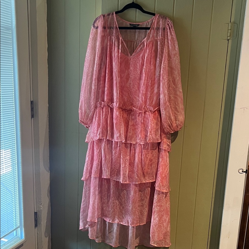 Strut & Bolt Pink Sheer Dress with Slip Size Large
